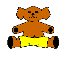 brown boy teddy in bathers